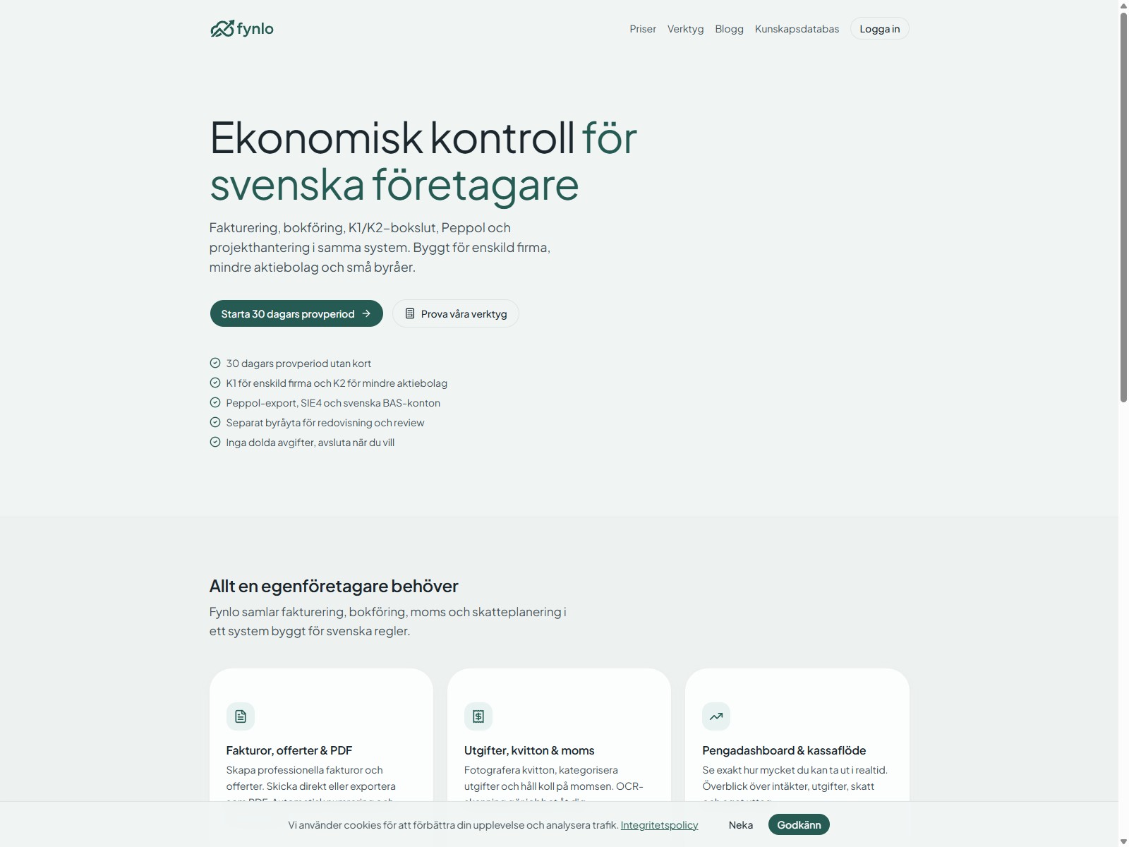 Fynlo, ekonomisk kontroll f&ouml;r egenf&ouml;retagare